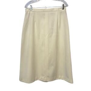 NWT Vintage Country Suburbans Ivory White Knee Length A-Line Back Slit Skirt